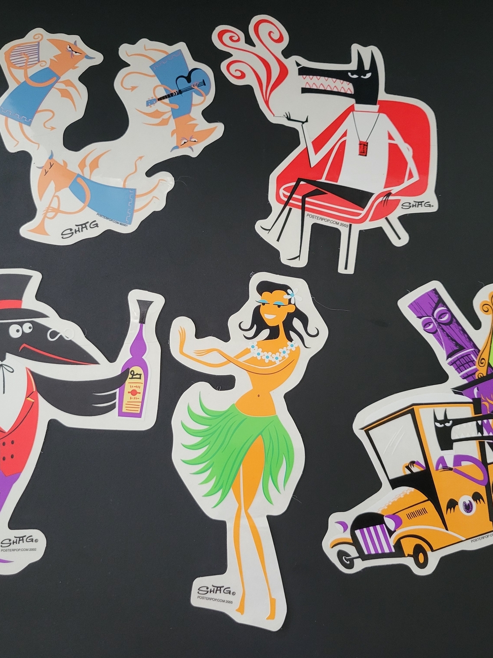 Shag Hula Dancer Sticker - Green Skirt Decorative Decal